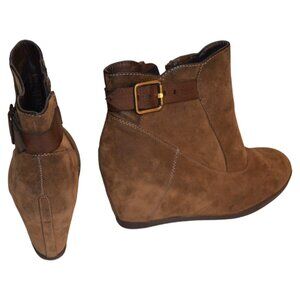 SONOMA Life+Style(R) SNALIKABROWN Faux Suede Platform Heels 2' Short Boots 6.5